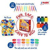 J MARK 32 Piece Toddler Painting Set – Spill Proof Paint Cups for Kids, Washable Kids Paint, Kids and Toddler Paint Set with Art Smock and More J MARK