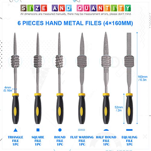 Glarks 18Pcs Assorted Wood Rasp Set Include 12Pcs Mini Hand Metal Files, A Brush and Storage Box with 4Pcs Sandpaper for Fixing Jewelers Diamond Wood Glarks