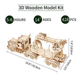 3D Wooden Truck Crane Puzzle Kit for Adults – Challenging DIY Model Building Craft by Hallisun Hallisun