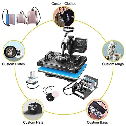 AKEYDIY Heat Press Machine 8 in 1 Professional Heat Press Machines 15" Swing Away Shirt Printing Sublimation Transfer Machine Digital Heat Press - WoodArtSupply