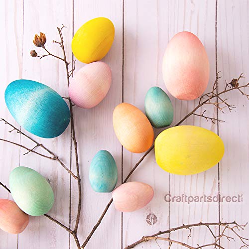 2-1/2 inch Wooden Hen Eggs | Easter Egg Hunt & Decorations | Ready to Craft Unfinished Wood Eggs | Flat Bottom -by CraftpartsDirect.com | Bag of 6 - WoodArtSupply