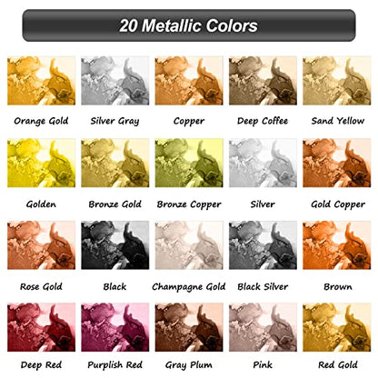 Metallic Alcohol Ink Set - 20 Metal Colors, Concentrated Alcohol-Based Ink, Epoxy Resin Paint Dye for Resin Coasters, Acrylic Painting, Tumbler