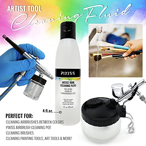 Airbrush Cleaner Kit With Brush Cleaner Solution - Ultimate Airbrush Cleaning Kit, Holder, and Pot for Efficient Cleaning of Airbrushes - Glass Clean - WoodArtSupply