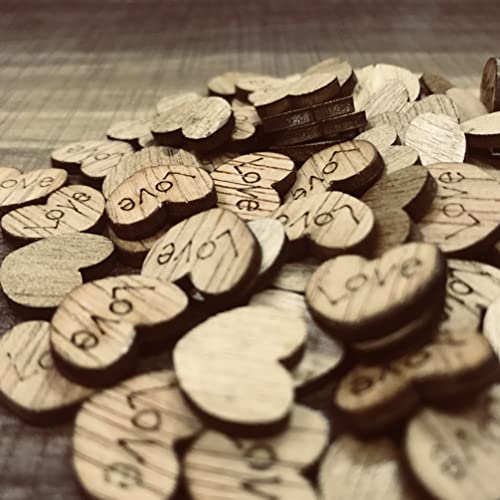 LIOOBO 500Pcs Wood Crafts Wooden Crafts Wooden Hearts Love Wooden Buttons 100pcs Bamboo LIOOBO
