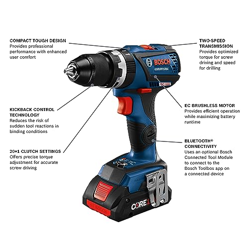 BOSCH GXL18V-601B25 18V 6-Tool Combo Kit with 2-In-1 Bit/Socket Impact Driver, Hammer Drill/Driver, Reciprocating Saw, Circular Saw, Angle Grinder, - WoodArtSupply