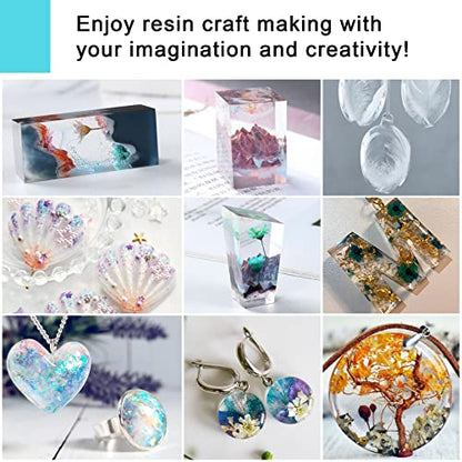 Epoxy Resin Clear Crystal Coating Kit 40oz - 2 Part Casting Resin for Art, Craft, Jewelry Making, River Tables, Bonus Gloves, Measuring Cup, Wooden - WoodArtSupply