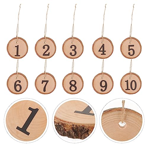 LUOEM 10pcs 1-10 Wedding Table Numbers Hanging Wood Slice Wedding Table Centerpieces for Arts Crafts Wall Decor Wedding DIY Projects LUOEM
