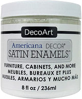 DecoArt Americana Decor- 8oz Pure White Satin Enamels Paint, Satin Acrylic Paint for Wall Decor Home Decor Kitchen Decor Wall Art- Home Furniture DecoArt