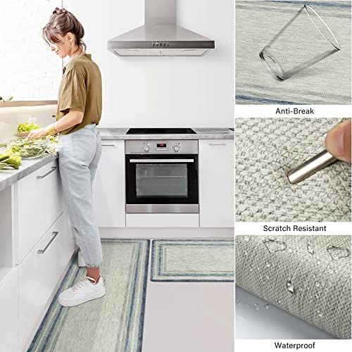 KIMODE Anti Fatigue Kitchen Mat 2PCS,Non-Skid Waterproof Kitchen Rugs,Farmhouse Kitchen Mat for Floor,Cushioned Comfort Foam Standing Mat for - WoodArtSupply