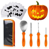 sinotron Pumpkin Carving Kit - 4 Easy Halloween Pumpkin Carving Tools Set with 10 Stencils Patterns, Professional Heavy Duty Pumpkin Carving Knife sinotron