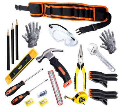 Real Kids Tool Set,22 PCS Kids Junior Tool Set with Woodworking,Construction Tool Set for Kids Pretend Play,DIY Real Tools for Boys & Girls Beginner