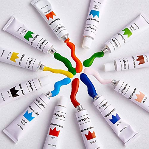 KINGART Studio Watercolor Paint, 12ml (.4oz), Set of 18 Colors KINGART