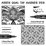 Arrtx Black Acrylic Paint Pens - 8 Pack Brush Tip and Fine Tip (Dual Tip) Black Paint Markers for Rock Painting, Water Based Acrylic Painting Arrtx