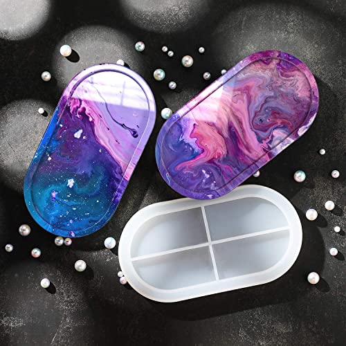 DIY Tray Silicone Resin Mold, Oval Epoxy Resin Casting Mold, Craft Jewelry Making Tools, Jewelry Plate Dish Casting Mold for Crafts Supplies