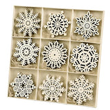 Sggvecsy Unfinished Wooden Snowflakes Ornaments, 36Pcs Christmas Tree Hanging Decoration Wood Cutouts DIY Craft Snowflake Shaped Embellishments Xmas Sggvecsy