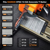 KAMSIN #ST64 14 Gauge Heavy Duty Pneumatic Concrete T Nailer Kit with 400 PCS Concrete T Nails, 1-Inch to 2-1/2-Inch Leg Air Power Concrete Nails Gun - WoodArtSupply