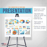 U.S. Art Supply 66" High Showroom Black Aluminum Display Easel and Presentation Stand (Pack of 10) - Large Adjustable Height Portable Floor and US Art Supply