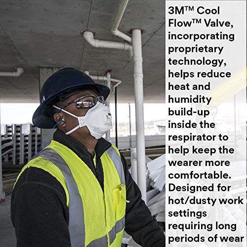 3M Aura Particulate Disposable Respirator 9211+ with Cool Flow Valve, N95, Smoke, Grinding, Sanding, Sawing, Sweeping, Woodworking, Dust, 10/Pack 3M Personal Protective Equipment