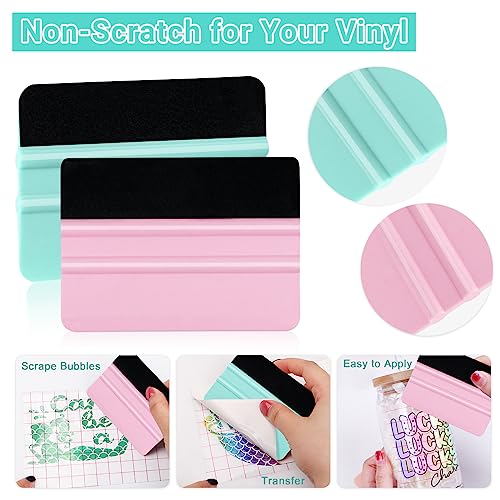 WRAPXPERT Vinyl Squeegee Tool,2Pack Squeegee for Vinyl Pink and Teal,Felt Squeegee Vinyl Scraper Tool for Crafting Vinyl Application WRAPXPERT
