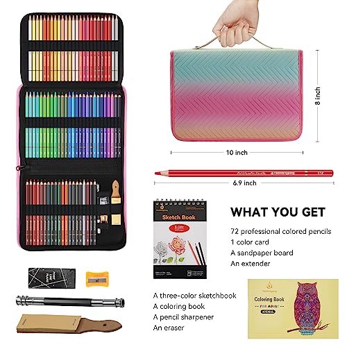 Heshengping 72 Colors Colored Pencils Set for Adult Coloring Books,  Professional Numbered Art Supplies Drawing Pencils kit for Sketching  Coloring Soft