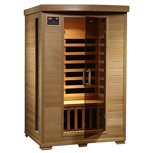 HEATWAVE Radiant Saunas 2-Person Hemlock Infrared Sauna with 6 Carbon Heaters, Chromotherapy Lighting, Oxygen Ionizer Blue Wave