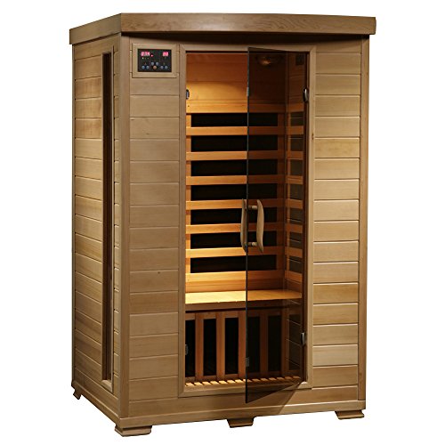 HEATWAVE Radiant Saunas 2-Person Hemlock Infrared Sauna with 6 Carbon Heaters, Chromotherapy Lighting, Oxygen Ionizer - WoodArtSupply