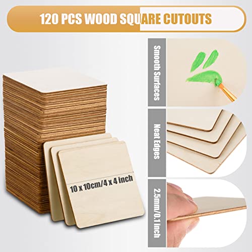 80 Pcs Unfinished Wood Pieces 4x4 Inch Blank Wood Squares Natural Wooden Square Cutouts Tiles Unfinished Wooden Squares Ornaments for DIY Crafts, - WoodArtSupply