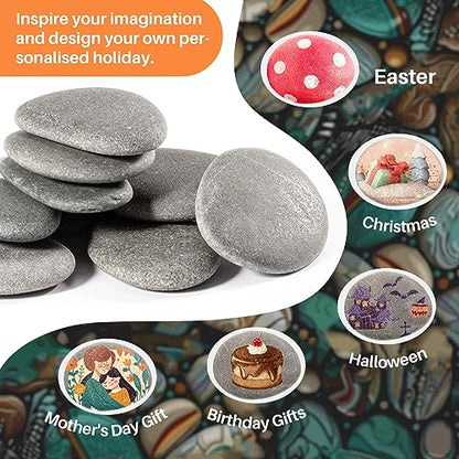 Sukh 7PCS Flat Painting Rocks - Paintable Rocks,2-3 Inches River Rocks for Painting,Rock Painting Supplies,DIY Flat Stones to Paint for Arts, Crafts, - WoodArtSupply