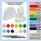TULIP All-in-One Daydream 2 Figure Ceramic Painting Kit, Unicorn & Rainbow Value Pack, 2 Paint Your Own Figurines 12 Paints, 2 Paintbrushes, Kids TULIP