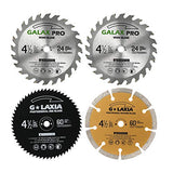 GALAX PRO Saw Blade Set, Pack of 4 Assorted 60T HSS Metal/24T TCT Wood/Diamond 4-1/2-Inch Circular Saw Blade with 3/8" Arbor for Fast Cutting… GALAX PRO