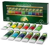 MyArtscape Gouache Paint Set - 12 x 12ml Tubes - Artist Quality - Lightfast - Premium Vibrant Colors - Fade-proof - Rewettable - High Pigment Load - MyArtscape
