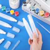 Sabary 10 Pcs Refillable Paint Markers 10 mm Empty Acrylic Markers Blank Flat Head Graffiti Markers White Fillable Paint Pen with 5 Pcs 3 ml Dropper Sabary