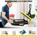 Whubefy Heat Press 15x15 Slide Out, Clamshell Heat Press Machine for T-Shirts, Bags, Mouse Pads & More, Dual-Tube Fast Heating, Digital Industrial Whubefy