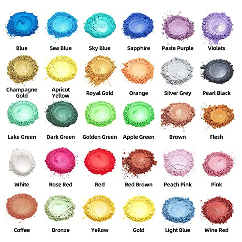 Mica Powder, 30 Color Resin Pigment, Natural Cosmetic Grade Shimmer Mica Powder for Epoxy Resin/Bath Bombs/Candle/Soap/Lip Gloss/Slime. Candle NTWJNJY