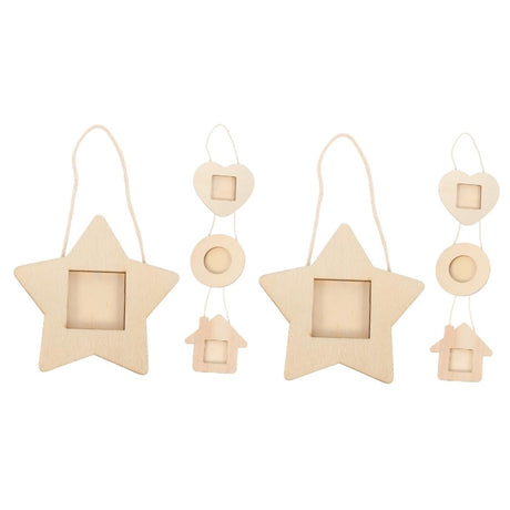 SOLUSTRE 4 Sets Diy Wooden Photo Frame Unfinished Photo Frame Mini Photo Ornament Frames Christmas Photo Frame Wooden Frames Heart Frames for SOLUSTRE