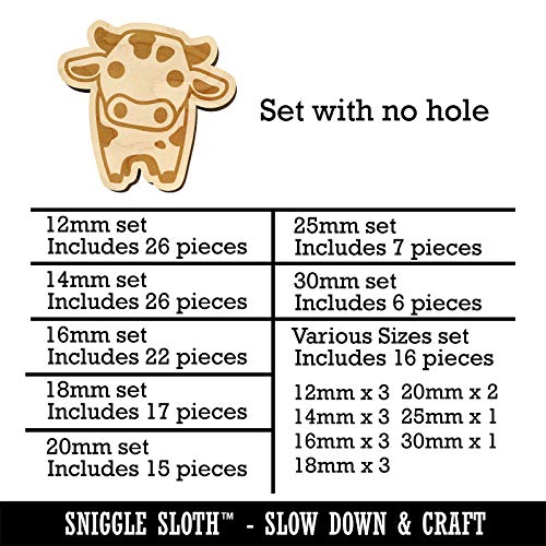 Cute Chibi Spotted Cow Mini Wood Shape Charms Jewelry DIY Craft - 25mm (7pcs) - No Hole Sniggle Sloth