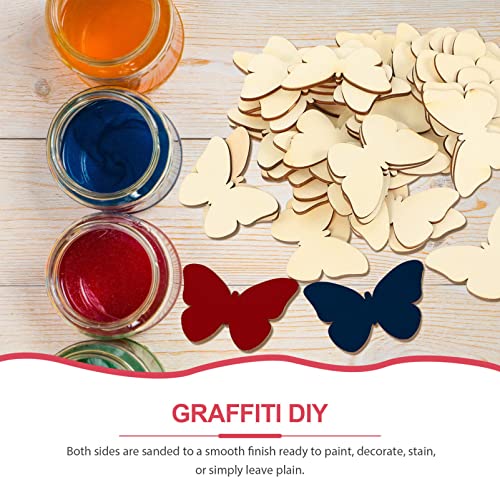 Craft for Adults 50pcs Butterfly Unfinished Wooden Natural Blank Wood Butterfly Shaped Slices Cutouts for DIY Crafts Wedding Home Decoration Small Abaodam