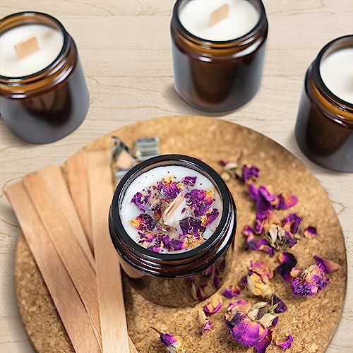 Wooden Wicks for Candle Making - 100pcs Candle Wicks for Soy Wax with Metal Clips at Base - Cracking Wood Wicks for Candles Making Home Décor Candle LIBERHAUS