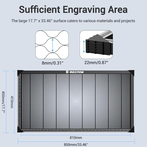 Mecpow Honeycomb Laser Bed, 450 x 850mm Honeycomb Working Table for Most Laser Engraver, Durable Steel Honeycomb Panel for Fast Heat Dissipation, - WoodArtSupply