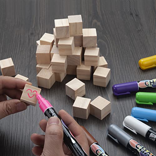 Unfinished Wooden Blocks for Crafts 1 inch, 50PCS Blank Wood Blocks for Crafting, Natural Wood Cubes Solid Wooden Square Blocks for Baby Shower, Kids - WoodArtSupply