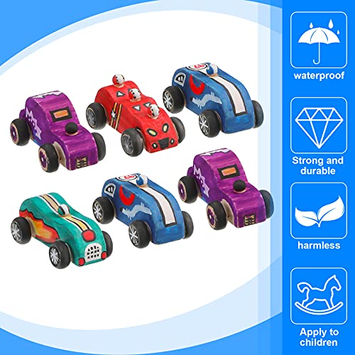 12 Pieces Wood DIY Car Toys, Unfinished Wooden Cars, Crafts for Students Home Activities, Easy Woodworking and Family Time Set - WoodArtSupply