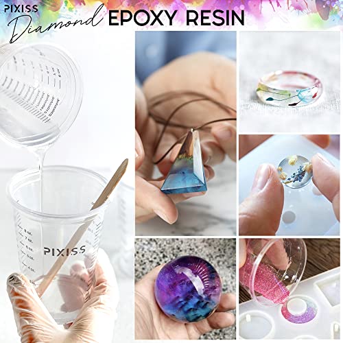 Pixiss Epoxy Resin Kit (1 Gallon Kit) - 2 Part 1:1 Easy Mix, Self-Leveling, Bubble-Free, Crystal Clear - Non Yellowing Art Resin for Jewelry - With - WoodArtSupply