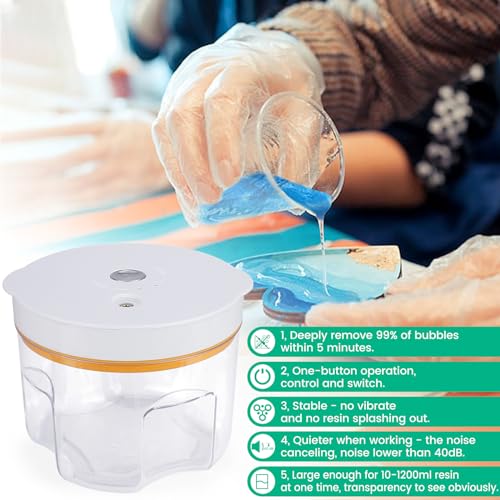 Resin Bubble Remover, Faster Remove Bubbles Within 5 Mins, Wide Vacuum Degassing Chamber, Compact Epoxy Resin Airless Machine for Silicone Resin weishan