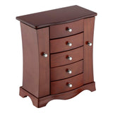 RR ROUND RICH DESIGN Jewelry Box - Made of Solid Wood with Tower Style 4 Drawers Organizer and 2 Separated Open Doors on 2 Sides and Large Mirror RR ROUND RICH DESIGN