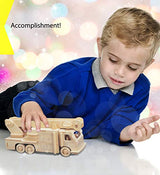 Puzzled 3D Puzzle Fire Engine Vehicle Wood Craft Construction Kit Fun & Educational DIY Wooden Toy Assemble Model Unfinished Crafting Hobby Fire Puzzled