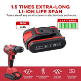 jar-owl Cordless Drill Set, 21V Brushless Drill Driver Kit, 1x 1.5Ah Li-ion Batteries, 319 In-lbs Torque, 3/8”Keyless Chuck, 2-Variable Speed, 25+1 jar-owl