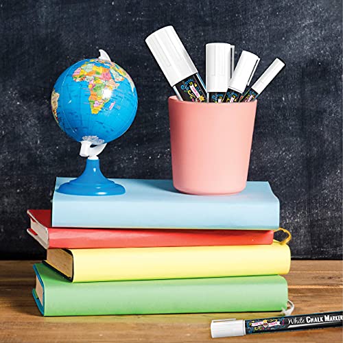CHALKY CROWN 5pc White Chalk Markers - Non-Toxic Liquid Chalkboard Markers, White Liquid Chalk Marker for Windows, Glass - 1, 3, 6, 10, 15mm Tips CHALKY CROWN