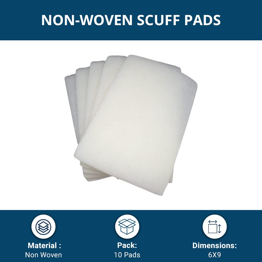 Benchmark Abrasives 6" x 9" White Coloured Non-Woven Scuff Abrasive Sanding Hand Pads Washable Reusable for Cleaning, Paint Removal, Surface Benchmark Abrasives