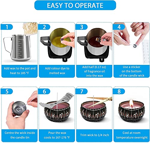 Candle Making Supplies Kit for Adults Kids, DIY Scented Candle Making Kits Including Soy Wax Wicks Scents Oils Dyes Melting Pot Tins Spoon, Festival Hugimcnt