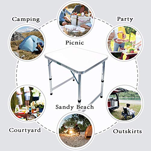 Camp Field Aluminum Folding Small Picnic Table, Adjustable Height Lightweight Portable Camping Table for Picnic Beach Outdoor Indoor (Medium) - WoodArtSupply